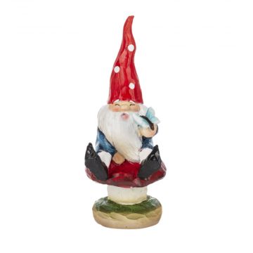 Ganz Cottagecore Mushroom Figurine - Gnome Sitting On Mushroom
