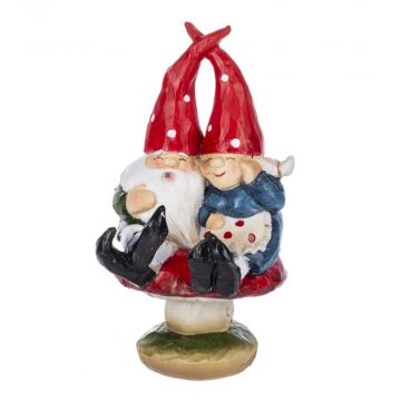Ganz Cottagecore Mushroom Figurine - Gnomes Sitting On Mushroom