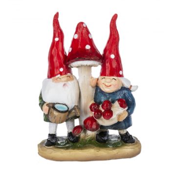Ganz Cottagecore Mushroom Figurine - Gnomes Standing Next To Mushroom