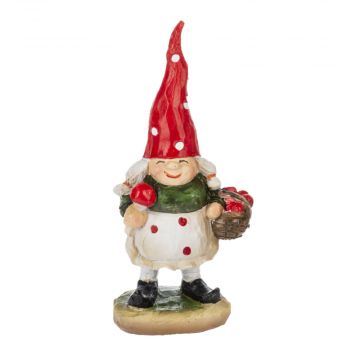 Ganz Cottagecore Mushroom Figurine - Gnomette Holding Mushroom Basket