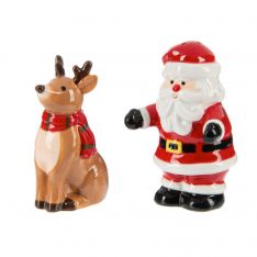 Ganz Santa And Reindeer Salt and Pepper Shaker Set