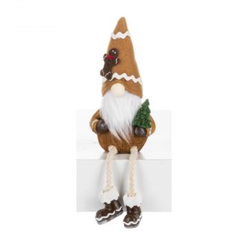 Ganz Gingerbread Greetings Gnome Holding Christmas Tree Shelf Sitter