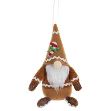 Ganz Gingerbread Greetings Gnome Candy Cane On Hat Ornament