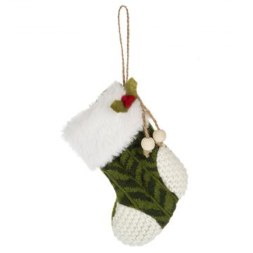 Ganz Comfy & Cozy Mini Christmas Gift Card Stocking Green & Dark Green Zig Zag Pattern
