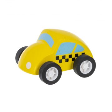 Ganz Wooden Car with Adhesive Road - Yellow Taxi Cab
