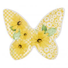 Ganz Midwest-CBK Floral Butterfly Trinket Dish - Yellow