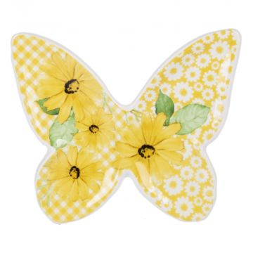 Ganz Midwest-CBK Floral Butterfly Trinket Dish - Yellow