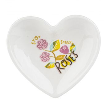 Ganz Whimsy Heart Message Trinket Dish - Stop And Smell Roses