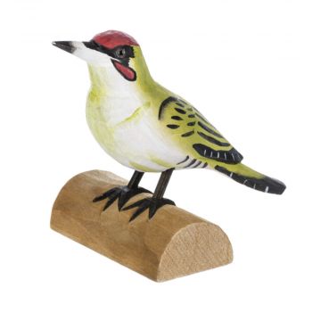 Ganz Carved Songbird On Wood Base - Woodpecker