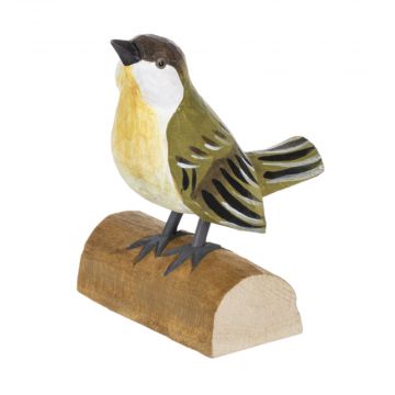 Ganz Carved Songbird On Wood Base - Brown Bird w/ Light Yellow Breast