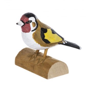Ganz Carved Songbird On Wood Base - Brown Bird With White Breast