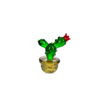 Ganz Miniature Cactus Plant with Red Flower On Right Stem Top Figurine
