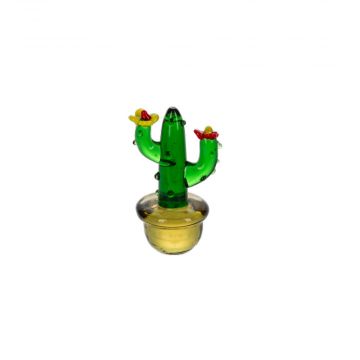 Ganz Miniature Cactus Plant with Red & Yellow Flowers On L Shaped Stem Tops Figurine