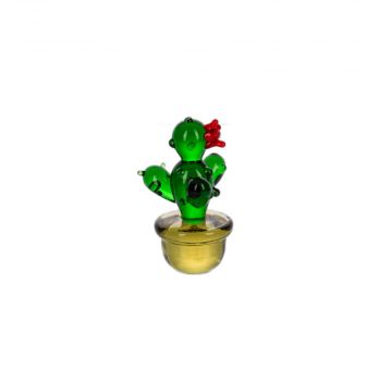 Ganz Miniature Cactus Plant with Red Flower On Rounded Top Figurine