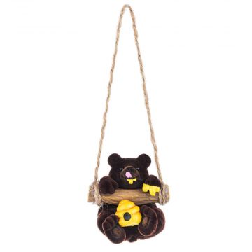 Ganz Grizzly Bear and Bee on a Log with Bee Hive Ornament