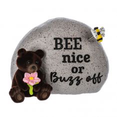 Ganz Grizzly Bear and Bee Garden "Bee Nice Or Buzz Off" Stone Figurine