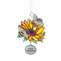 Ganz See The Beauty Stained Glass "Friends make life sweet" Ornament