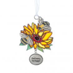 Ganz See The Beauty Stained Glass "Don't worry, bee happy!" Ornament