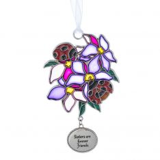 Ganz See The Beauty Stained Glass "Sisters are forever friends" Ornament