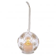 Ganz Luxury Lite LED Gold Flower Ball Leaf Ornament