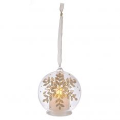 Ganz Luxury Lite LED Gold Snow Flake Ball Leaf Ornament