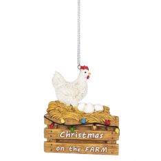 Ganz Midwest Gift Farm Icon Text Chicken Ornament