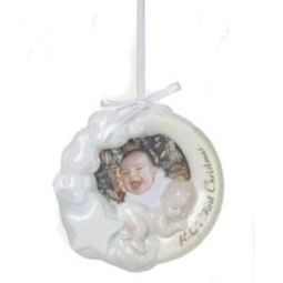 Roman Baby's First Christmas Photo Frame Ornament